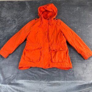 Old Navy Women’s Orange Jacket Coat Sz Large Anorak Hooded Removable Lined Y2K